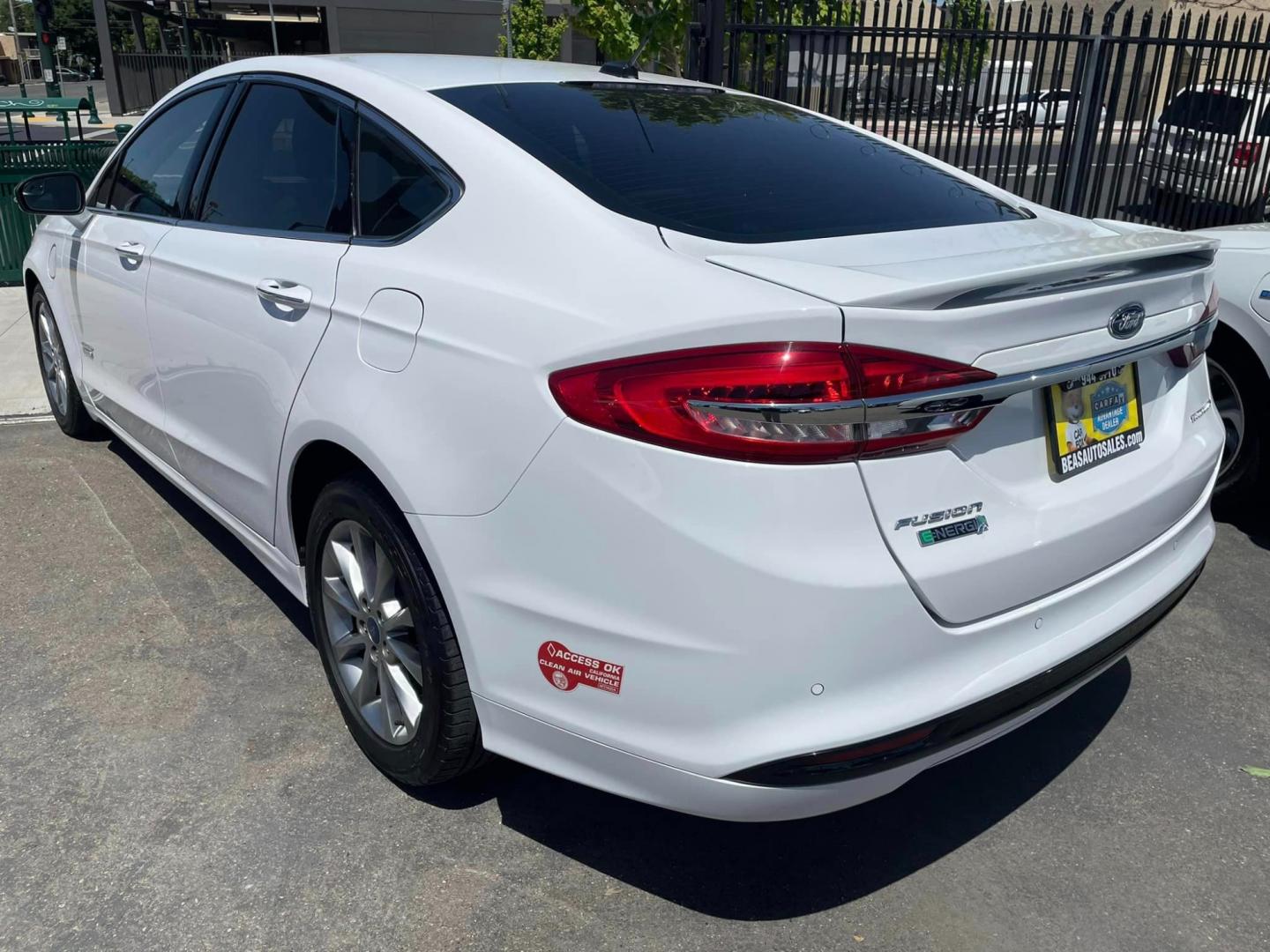 2018 WHITE /BLACK Ford Fusion Energi Titanium (3FA6P0SU6JR) with an 2.0L L4 DOHC 16V HYBRID engine, CVT transmission, located at 744 E Miner Ave, Stockton, CA, 95202, (209) 944-5770, 37.956863, -121.282082 - PLUS TAXES AND FEES - Photo#12